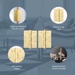 Satin Brass Fire Door Hinges – 4 Inch/102mm – Grade 11 Steel Ball Bearing – Pack 2 - tradefit - 6