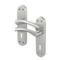Nola Satin Nickel Lever on Backplate Door Handle - Keyhole