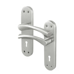 Nola Satin Nickel Lever on Backplate Door Handle - Keyhole - tradefit - 1