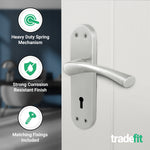Nola Satin Nickel Lever on Backplate Door Handle Pack - 80mm Sashlock - tradefit - 4