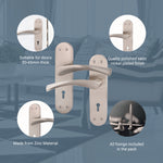 Nola Satin Nickel Lock Door Handles - Keyhole - tradefit - 4