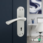 Nola Satin Nickel Lever on Backplate Door Handle - Keyhole - tradefit - 4