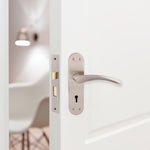 Nola Satin Nickel Door Handle Pack - 80mm Sashlock - tradefit - 6