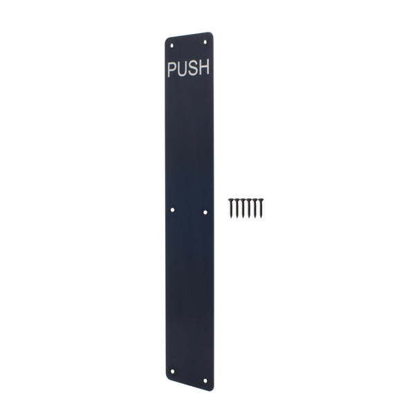 Engraved Push Finger Plate - 425 x 75 x 1.2mm Radius Corners - Matt Black - tradefit - Featured Image