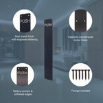 Engraved Push Finger Plate - 425 x 75 x 1.2mm Radius Corners - Matt Black - tradefit - 3