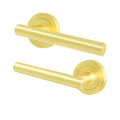 Olbia Satin Brass Door Handles - Lever on Rose