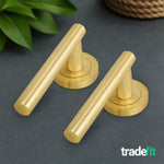 Olbia Satin Brass Lever on Rose Door Handle Kit - 80mm Euro Sashlock and Thumbturn Cylinder - Master Keyed - 8