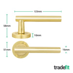 Olbia Satin Brass Lever on Rose Door Handle Kit - 80mm Euro Sashlock and Thumbturn Cylinder - Master Keyed - 2