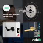 Olbia Satin Brass Lever on Rose Door Handle Kit - 80mm Euro Sashlock and Thumbturn Cylinder - Master Keyed - 5