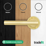 Olbia Satin Brass Lever on Rose Door Handle Kit - 80mm Euro Sashlock and Thumbturn Cylinder - Master Keyed - 7