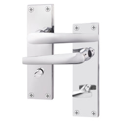 Straight Pattern Polished Chrome Door Handles - Bathroom - tradefit