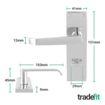 Straight Pattern Polished Chrome Door Handle Pack - 80mm Bathroom Lock - tradefit - 2