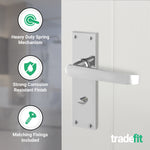 Straight Pattern Polished Chrome Door Handle Pack - 80mm Bathroom Lock - tradefit - 4