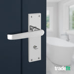 Straight Pattern Polished Chrome Door Handle Pack - 80mm Bathroom Lock - tradefit - 6