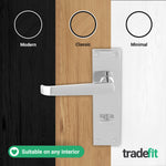 Straight Pattern Polished Chrome Door Handle Pack - 64mm Bathroom Lock - tradefit - 7