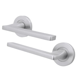 Euroda Fire Door Handle on Rose - Satin Chrome - FD30/60