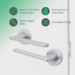 Euroda Satin Chrome Lever on Rose Door Handle Pack - Latch - tradefit - 2