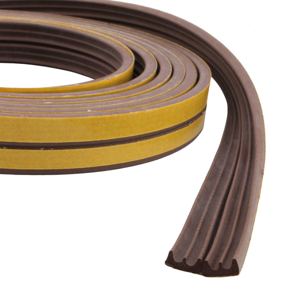 EDPM Self Adhesive Draught Weather Seal Strip - E Profile - Brown - 9 x 4 x 5000mm - 2 - 2.5mm Gap - tradefit - Featured Image