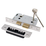 Mortice Sash Lock Lock Fire Rated - 64mm Case Size - 44mm Backset - Square Satin Stainless - tradefit - 1