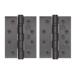 Black Fire Door Hinges - 4 Inch/102mm - Grade 13 Steel Ball Bearing - Pack 2 - tradefit