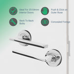 Euroda Polished Chrome Lever on Rose Fire Door Handle Pack - Latch - FD30/60 - tradefit - 2