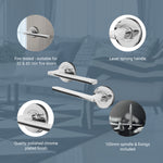 Euroda Fire Door Handle on Rose - Polished Chrome - FD30/60 - tradefit - 4