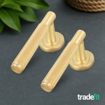 Aurora Satin Brass Lever on Rose Door Handles - Heavy Duty - FD30/60 Rated - tradefit - 7