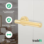 Aurora Satin Brass Lever on Rose Door Handles - Heavy Duty - FD30/60 Rated - tradefit - 2