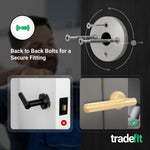 Aurora Satin Brass Lever on Rose Door Handle Kit - Medium Duty FD30/60 - 80mm Euro Sashlock and Thumbturn Cylinder - Master Keyed - tradefit - 3