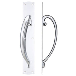 Pull Handle on Backplate - Left Handed - 457 x 76mm - Polished Chrome - tradefit