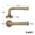 Claro Antique Brass Lever on Rose Door Handle Kit - Medium Duty FD30/60 - 80mm Sashlock - tradefit - 4