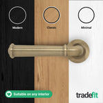 Claro Antique Brass Lever on Rose Door Handle Kit - Medium Duty FD30/60 - 76mm Latch - tradefit - 7