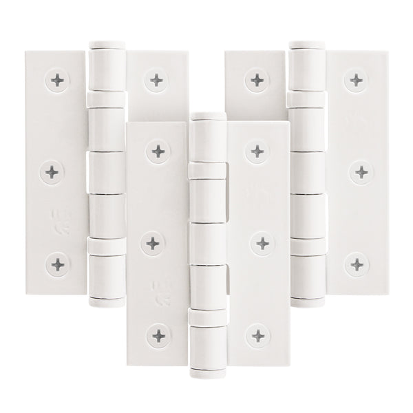 White Fire Door Hinges - 3 Inch/76mm - Grade 7 Steel Ball Bearing - Pack of 3 Hinges - tradefit - Featured Image