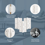 White Fire Door Hinges - 3 Inch/76mm - Grade 7 Steel Ball Bearing - Pack of 3 Hinges - tradefit - 5