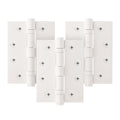 White Fire Door Hinges – 4 Inch/102mm – Grade 11 Steel Ball Bearing – Pack of 3 Hinges