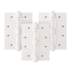 White Fire Door Hinges – 4 Inch/102mm – Grade 11 Steel Ball Bearing – Pack of 3 Hinges - tradefit