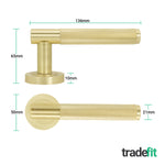 Dumont Satin Brass Lever on Rose Door Handle Kit - Medium Duty FD30/60 - 80mm Bathroom Lock - tradefit - 4