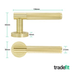 Dumont Satin Brass Lever on Rose Door Handle Kit - Medium Duty FD30/60 - 80mm Euro Sashlock and Double Cylinder - Keyed Alike - tradefit - 4