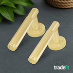Dumont Satin Brass Lever on Rose Door Handle Kit - Medium Duty FD30/60 - 80mm Bathroom Lock - tradefit - 7