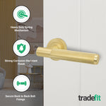 Dumont Satin Brass Lever on Rose Door Handle Kit - 64mm Latch - tradefit - 2