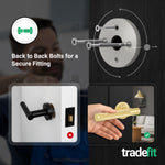 Dumont Satin Brass Lever on Rose Door Handle Kit - Medium Duty FD30/60 - 76mm Latch - tradefit - 3