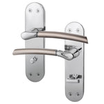 Bosa Duo Style Polished Chrome/Satin Nickel Lever on Backplate Door Handle - Bathroom - tradefit - 1