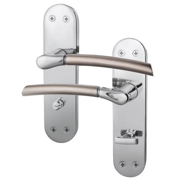 Bosa Duo Style Polished Chrome/Satin Nickel Lever on Backplate Door Handle - Bathroom - tradefit - Featured Image
