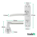 Bosa Duo Style Polished Chrome/Satin Nickel Lever on Backplate Door Handle Pack - 64mm Bathroom Lock - tradefit - 2