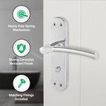 Bosa Duo Style Polished Chrome/Satin Nickel Lever on Backplate Door Handle Pack - 64mm Bathroom Lock - tradefit - 4