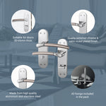 Bosa Duo Style Polished Chrome/Satin Nickel Lever on Backplate Door Handle - Bathroom - tradefit - 4