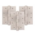 Satin Nickel Fire Door Hinges – 4 Inch/102mm – Grade 11 Steel Ball Bearing – Pack of 3 Hinges