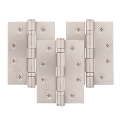 Satin Nickel Fire Door Hinges – 4 Inch/102mm – Grade 11 Steel Ball Bearing – Pack of 3 Hinges - tradefit