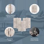 Satin Nickel Fire Door Hinges – 4 Inch/102mm – Grade 11 Steel Ball Bearing – Pack of 3 Hinges - tradefit - 4