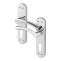 Nola Polished Chrome Lever on Backplate Door Handle - Euro